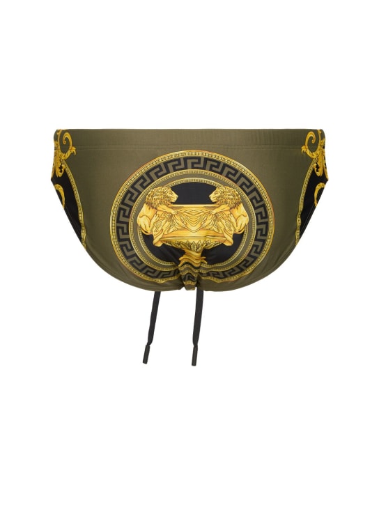 Versace: Heritage lycra swim briefs - 5bc60-black+dar - men_3 | Luisa Via Roma