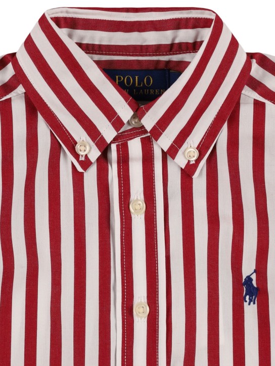 Polo Ralph Lauren: Logo embroidered cotton poplin shirt - White/Red - kids-boys_1 | Luisa Via Roma