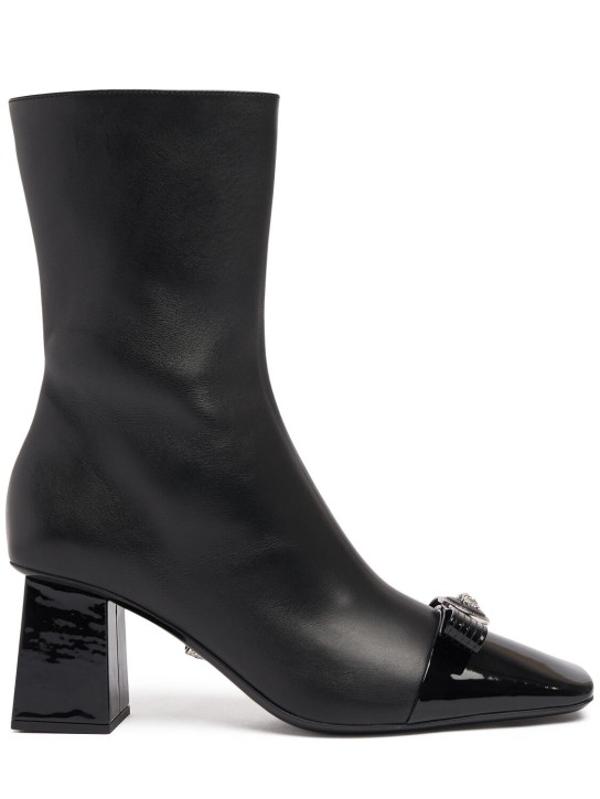 Versace: 70mm Leather ankle boots - Black - women_0 | Luisa Via Roma