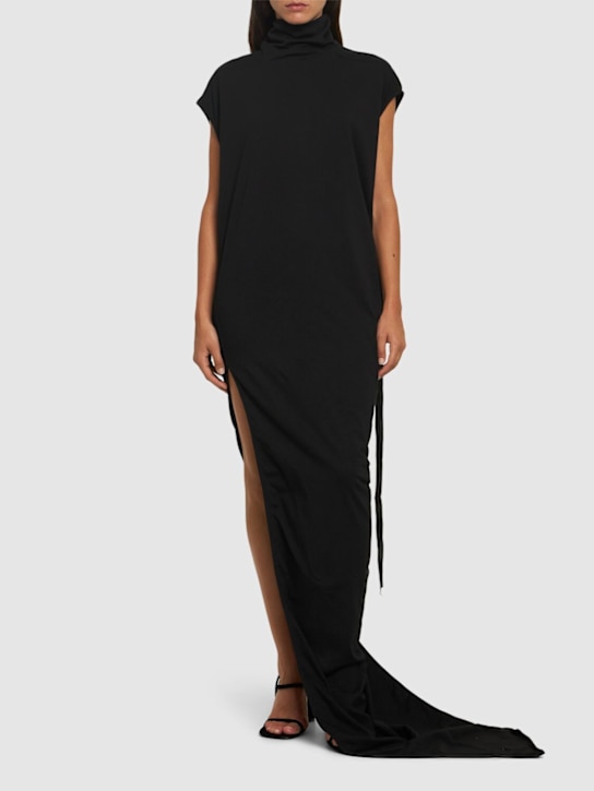 Rick Owens DRKSHDW: Edfu draped jersey long dress - women_1 | Luisa Via Roma