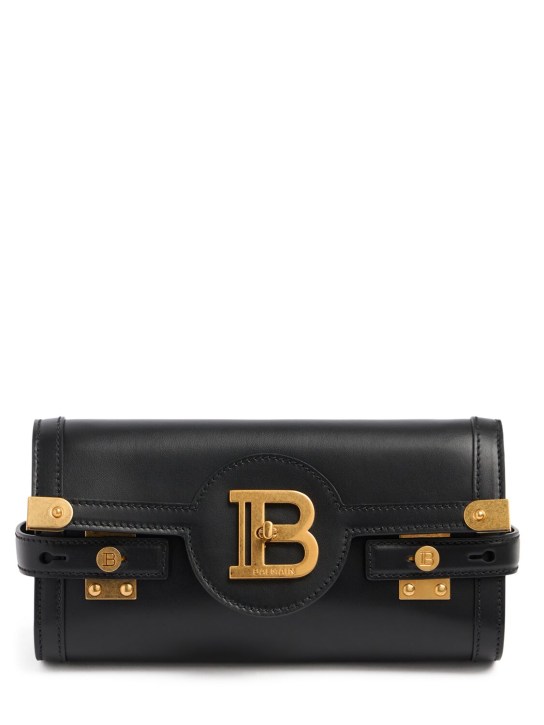 Balmain: Bbuzz 23 leather pouch with chain - 0pa Noir - women_0 | Luisa Via Roma