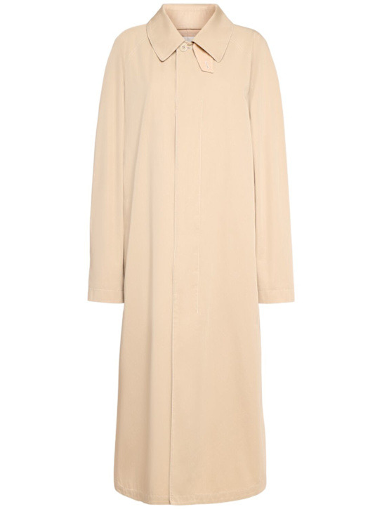 Lemaire: Compact cotton twill trench overcoat - Beige - women_0 | Luisa Via Roma