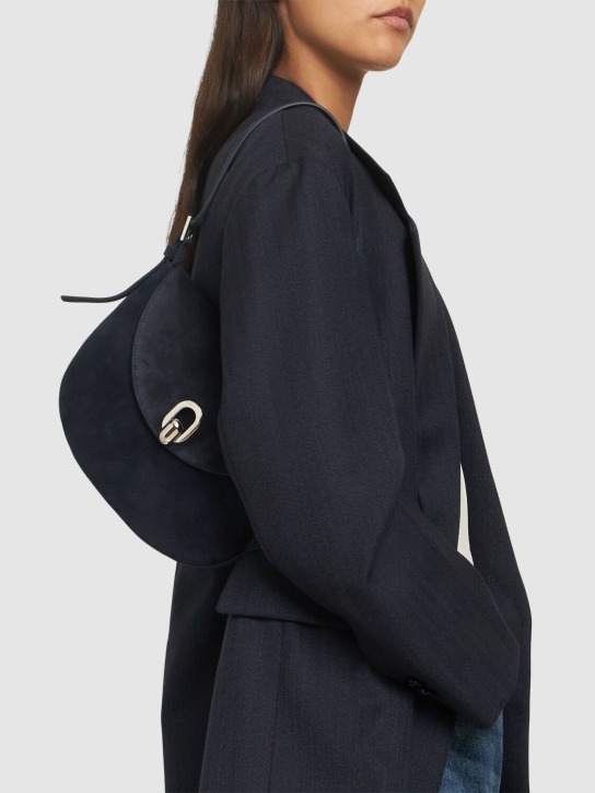 Savette: The Small Tondo suede hobo bag - Navy - women_1 | Luisa Via Roma