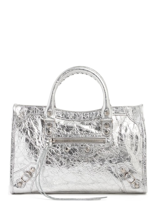 Balenciaga: Petit sac en cuir d'agneau Le City Arena - Argent - women_0 | Luisa Via Roma