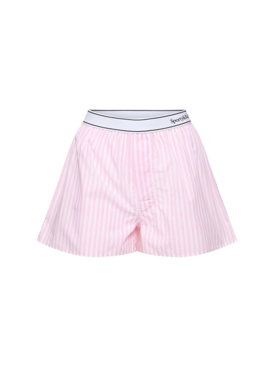 Sporty & Rich: Short avec logo Serif - Rose - women_0 | Luisa Via Roma