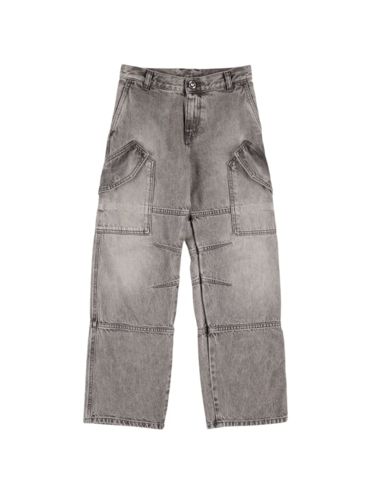 Versace: Jeans in denim di cotone stonewashed - Grigio - kids-girls_0 | Luisa Via Roma