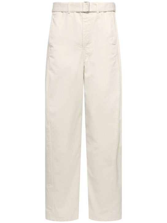 Lemaire: Twisted belted pants - Snowy Off White - men_0 | Luisa Via Roma