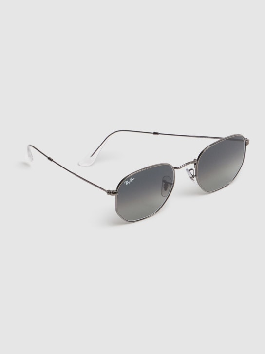 Ray-Ban: Hexagonal flat lens metal sunglasses - Gunmetal/Grey - men_1 | Luisa Via Roma