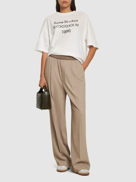 Acne Studios: Parika fluid wool blend suiting pants - Beige - women_1 | Luisa Via Roma