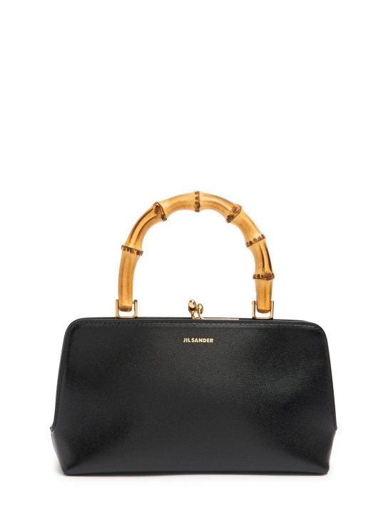 Jil Sander: Bolso de mano mini Goji de piel - Negro - women_0 | Luisa Via Roma