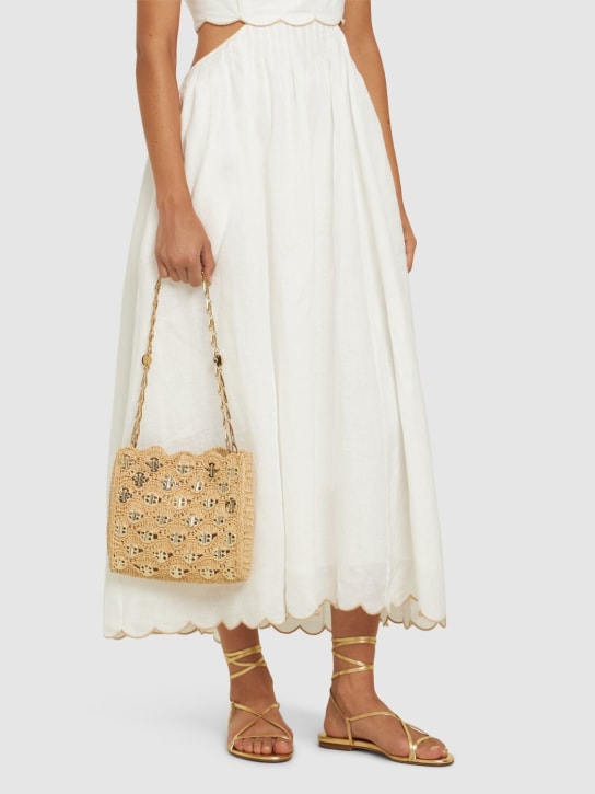 Rabanne: 1969 square raffia shoulder bag - Natural/Light - women_1 | Luisa Via Roma