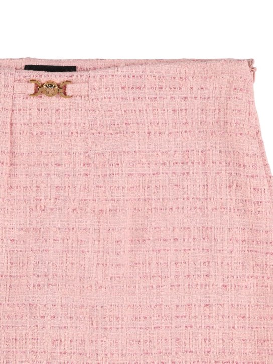 Versace: Cotton blend tweed skirt - Pink - kids-girls_1 | Luisa Via Roma