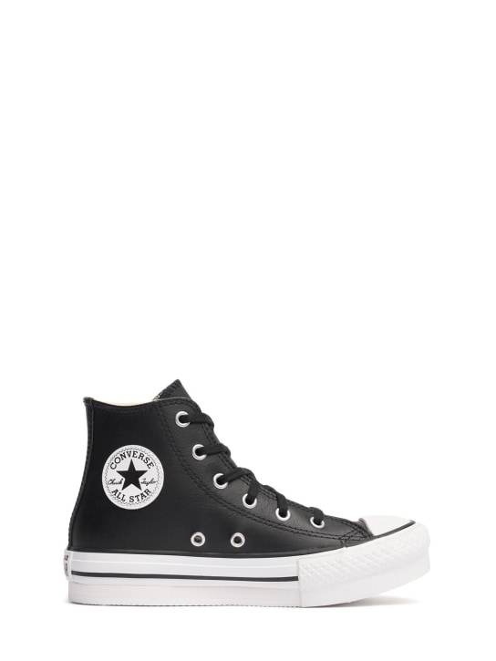 Converse: Chuck Taylor leather sneakers - Black - kids-girls_0 | Luisa Via Roma