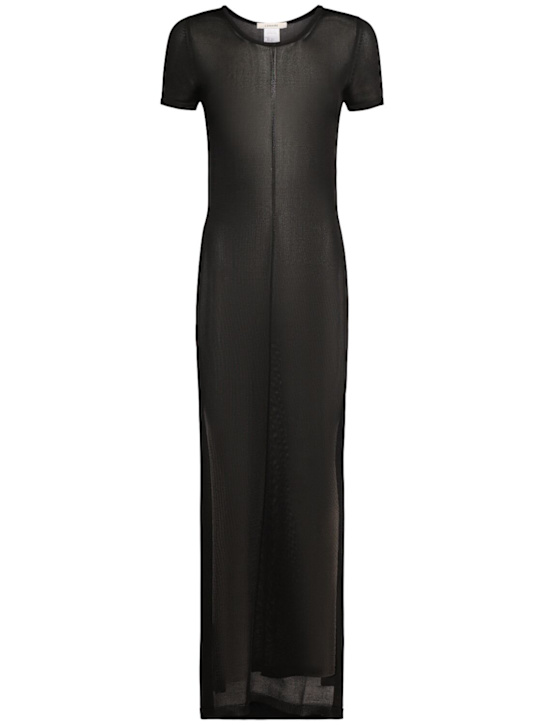 Lemaire: Shiny viscose column dress w/ slits - Black - women_0 | Luisa Via Roma