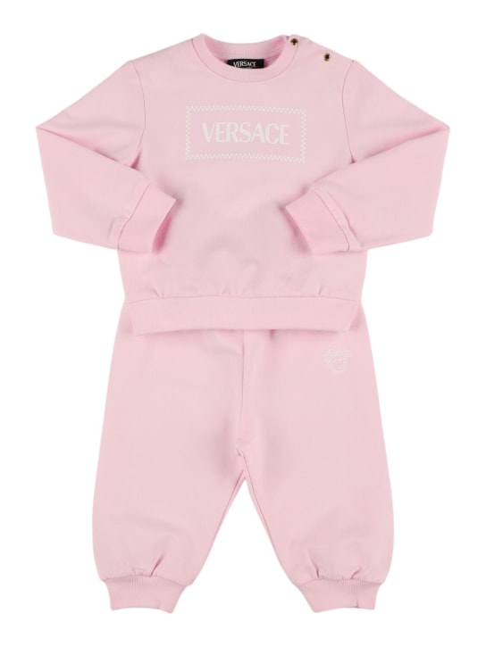 Versace: Sweatshirt und Hose aus Baumwolle mit Druck - Rosa - kids-girls_0 | Luisa Via Roma