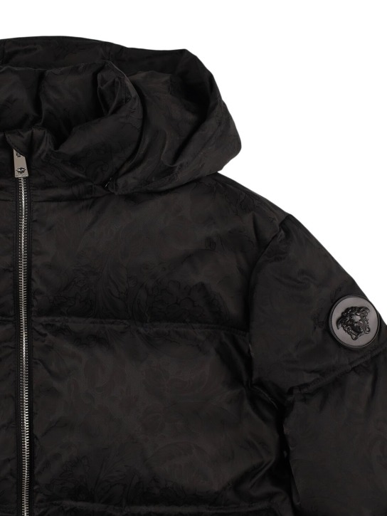 Versace: Hooded poly down jacket - Black - kids-boys_1 | Luisa Via Roma