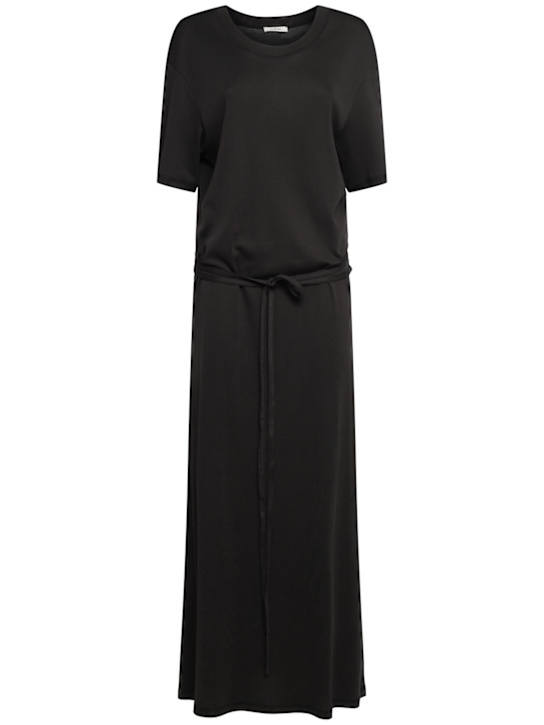 Lemaire: Belted rib jersey t-shirt dress - Black - women_0 | Luisa Via Roma