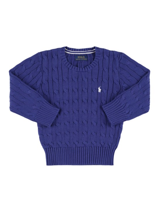 Polo Ralph Lauren: Maglia in lana con ricamo logo - Blu - kids-boys_0 | Luisa Via Roma