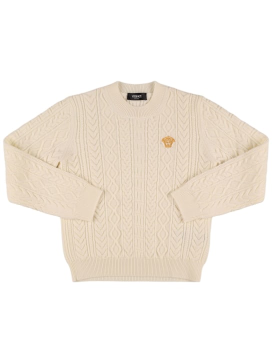 Versace: Strickpullover aus Wolle - Weiß - kids-boys_0 | Luisa Via Roma