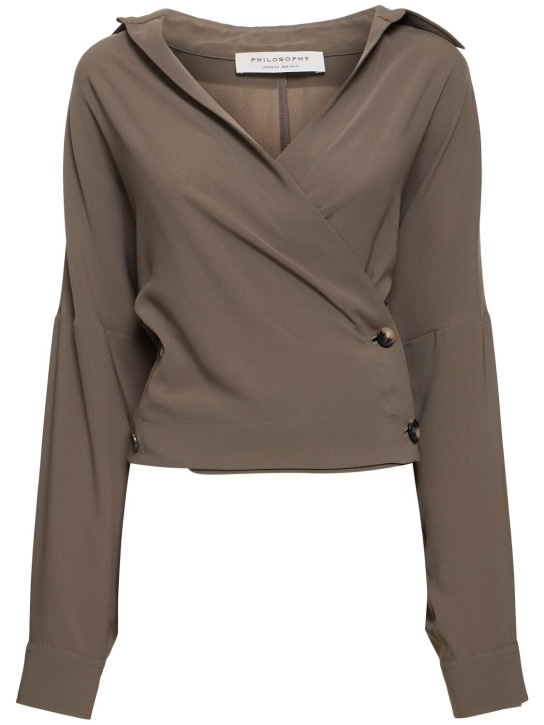 Philosophy Di Lorenzo Serafini: Light tech crepe wrap shirt - women_0 | Luisa Via Roma