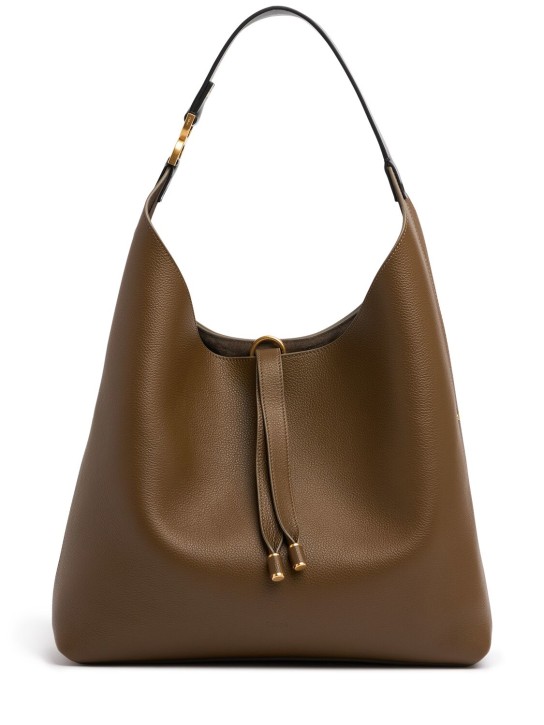 Chloé: Large Marcie grained leather tote bag - Dark Khaki - women_0 | Luisa Via Roma