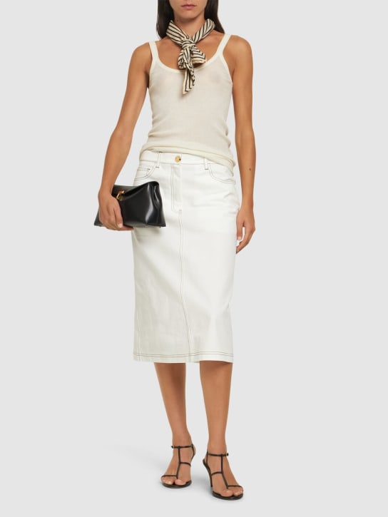 Toteme: Tumbled organic cotton midi skirt - White - women_1 | Luisa Via Roma