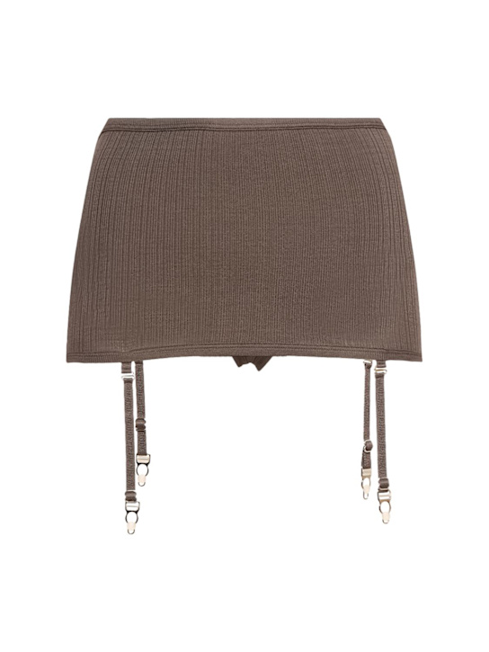 Lemaire: Viscose silk underwear w/ suspenders - Brown - women_0 | Luisa Via Roma