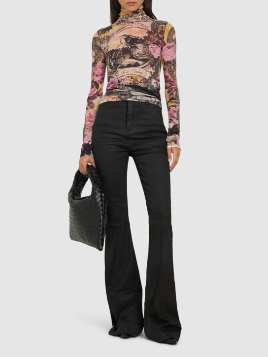 Acne Studios: Printed nylon turtleneck top - Pink/Multi - women_1 | Luisa Via Roma