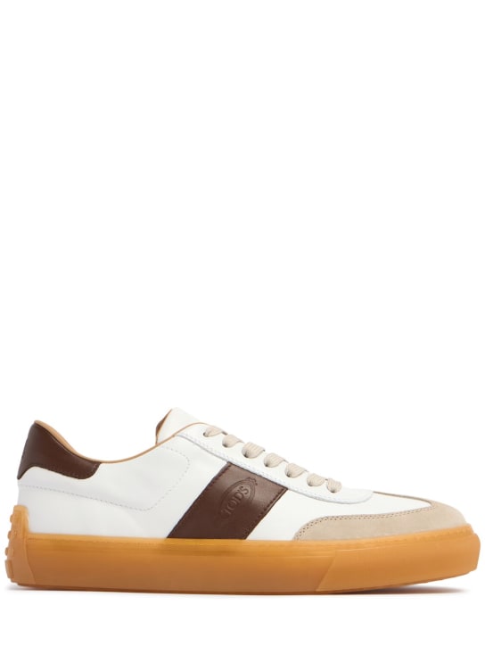 Tod's: Suede & leather low top sneakers - men_0 | Luisa Via Roma