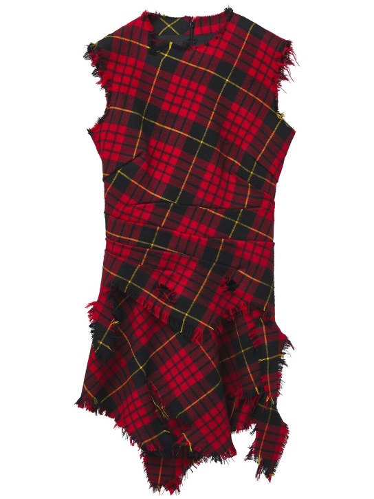Alexander McQueen: Wool tartan mini dress - Red/Black - women_0 | Luisa Via Roma