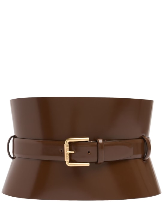 Max Mara: 175 Bustier leather belt - Brown - women_0 | Luisa Via Roma