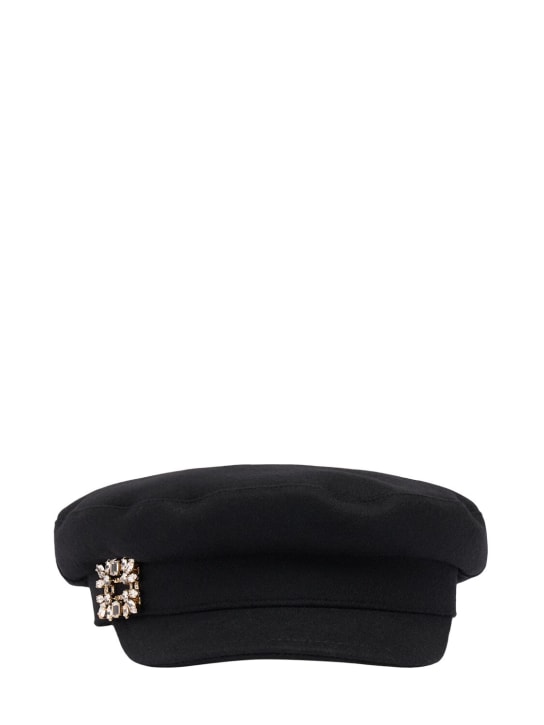 Roger Vivier: RV crystal broach sailor cap - Black - women_0 | Luisa Via Roma