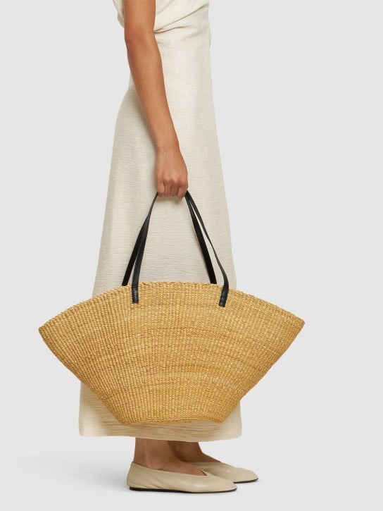 Bembien: Sola raffia effect tote bag - Beige/Black - women_1 | Luisa Via Roma