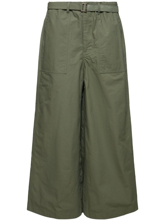 Sacai: Weite Hose aus Baumwollmischung - Khaki - men_0 | Luisa Via Roma