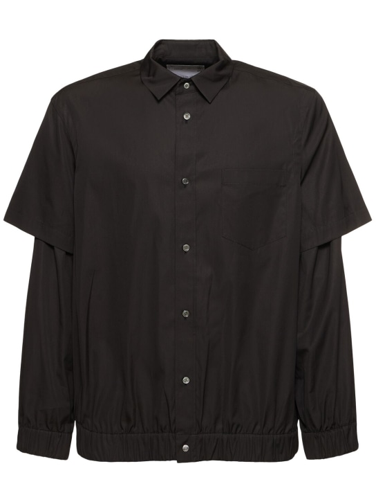 Sacai: Camicia in popeline di cotone - Nero - men_0 | Luisa Via Roma