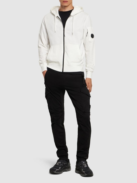 C.P. Company: Light Fleece cotton zip hoodie - Gauze White - men_1 | Luisa Via Roma