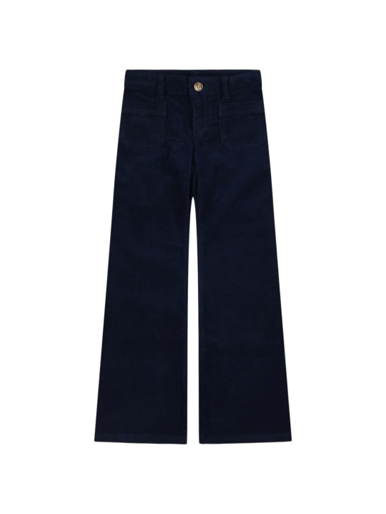 Bonpoint: Cotton stretch gabardine pants - Blue - kids-girls_0 | Luisa Via Roma