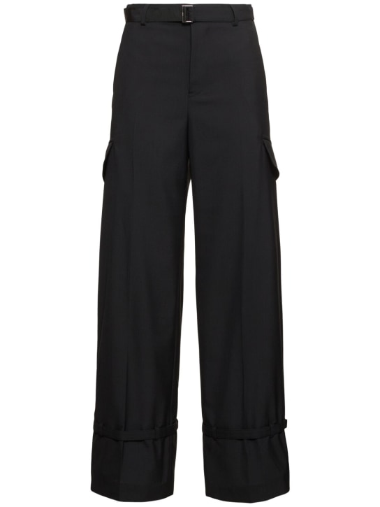 Sacai: Pantalones sastre rectos - Negro - women_0 | Luisa Via Roma