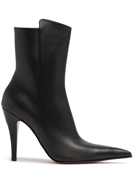 Alexander McQueen: 105mm Birdee leather ankle boots - Black - women_0 | Luisa Via Roma