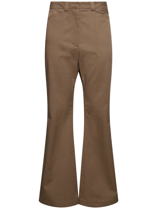 LOW CLASSIC: Cotton blend flared pants - Brown - women_0 | Luisa Via Roma