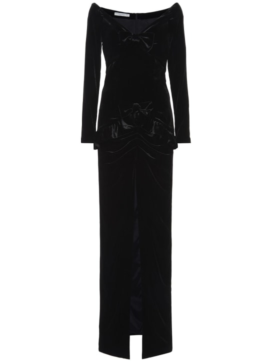 Alessandra Rich: Schulterfreies Abendkleid aus Samt - Schwarz - women_0 | Luisa Via Roma