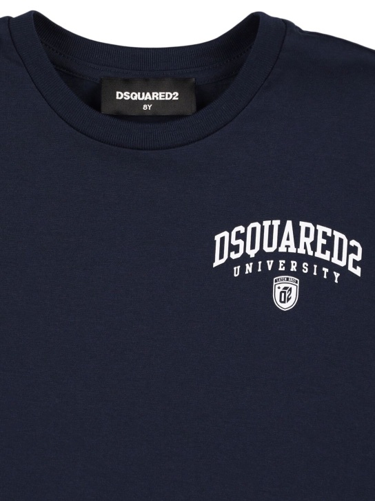 Dsquared2: Printed cotton jersey t-shirt - Blue - kids-boys_1 | Luisa Via Roma