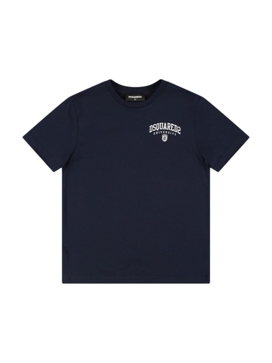 Dsquared2: Printed cotton jersey t-shirt - Blue - kids-boys_0 | Luisa Via Roma