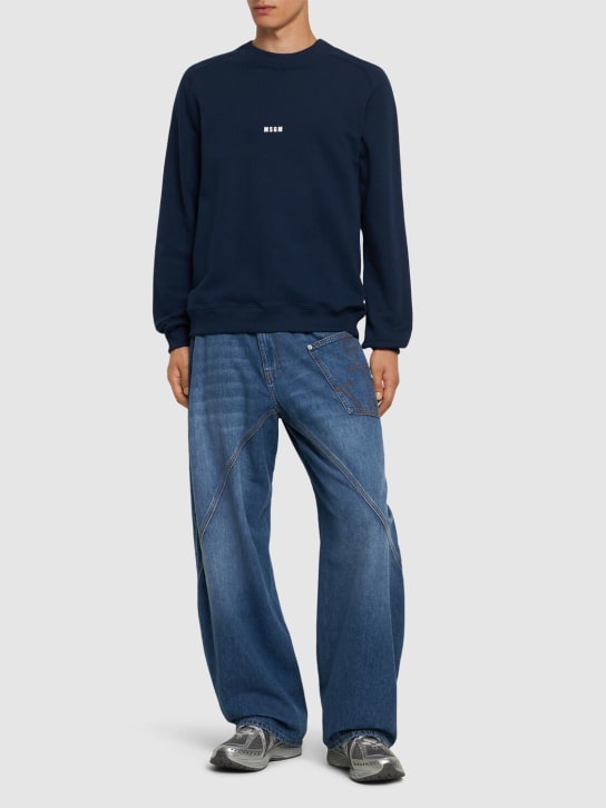 MSGM: MSGM micro logo sweatshirt - Navy - men_1 | Luisa Via Roma