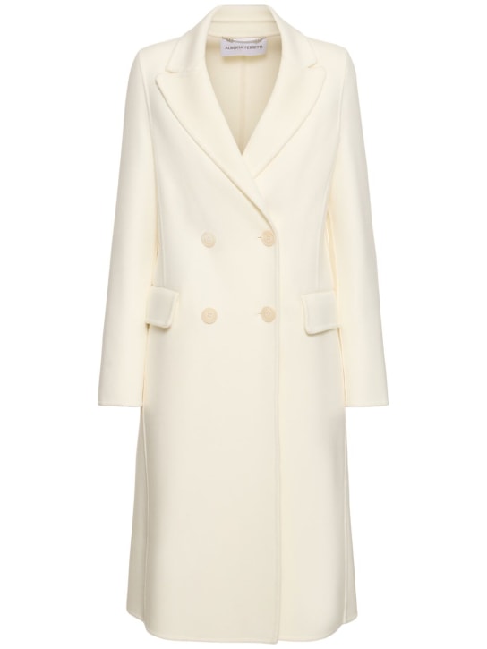 Alberta Ferretti: Double breast long coat - Ivory - women_0 | Luisa Via Roma