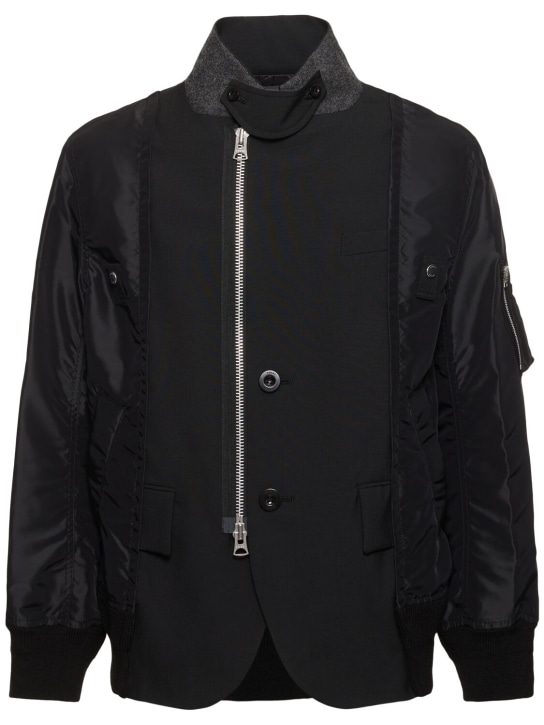 Sacai: Wool blend twill jacket - men_0 | Luisa Via Roma