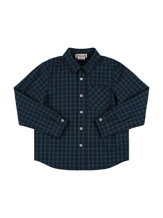 Bonpoint: Check print cotton shirt - Blue/Multi - kids-boys_0 | Luisa Via Roma