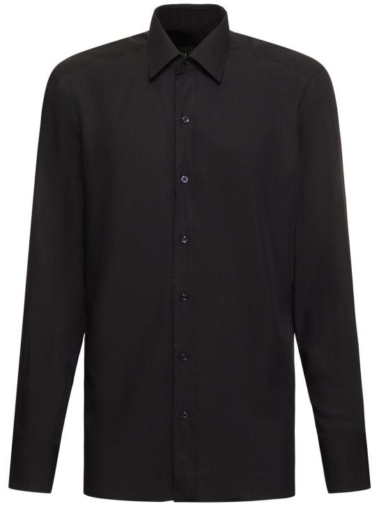 Tom Ford: Fluid silk slim fit shirt - Black - men_0 | Luisa Via Roma