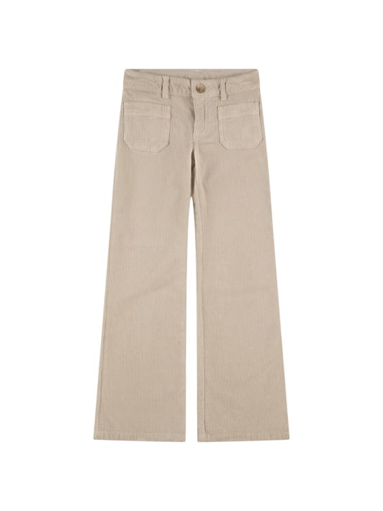 Bonpoint: Cotton stretch gabardine pants - Beige - kids-girls_0 | Luisa Via Roma