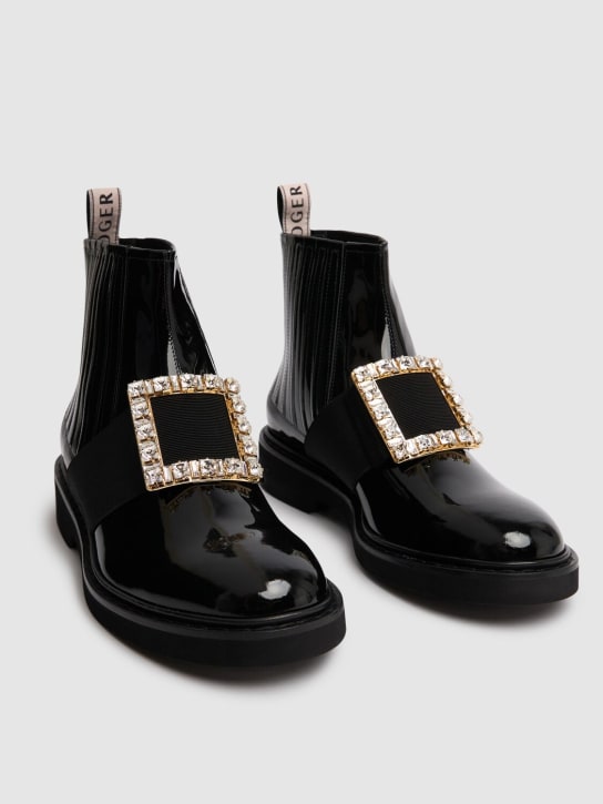 Roger Vivier: 25mm Viv Rangers patent leather boots - Black - women_2 | Luisa Via Roma